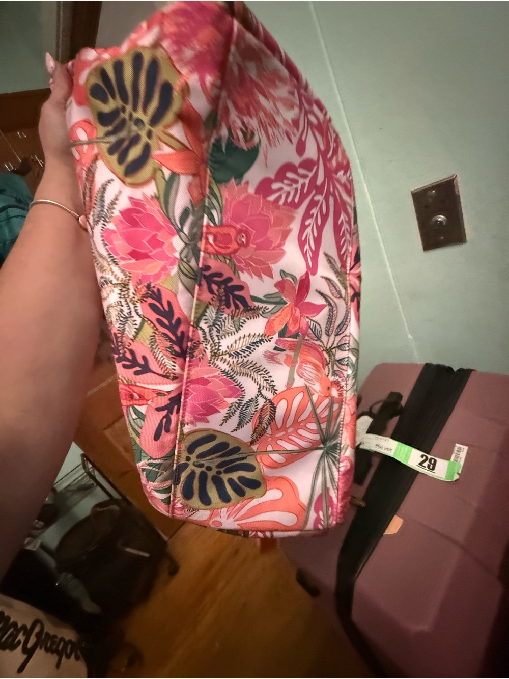 Vera Bradley Pink Coral Tropical Floral Cosmetic Case - Picture 5 of 10
